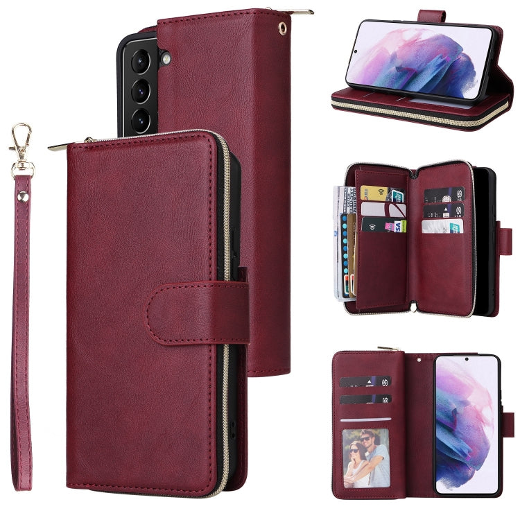 9 Card Slots Zipper Wallet Bag Leather Phone Case, For Samsung Galaxy A03s EU Version, For Samsung Galaxy A13 5G, For Samsung Galaxy A33 5G, For Samsung Galaxy A53 5G, For Samsung Galaxy S22+ 5G, For Samsung Galaxy S22 Ultra 5G, For Samsung Galaxy S22 5G