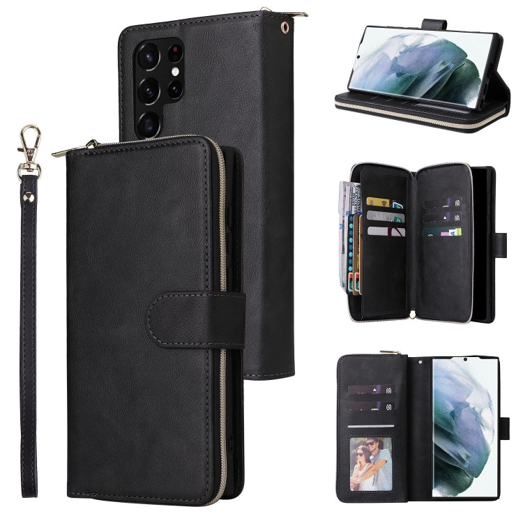 9 Card Slots Zipper Wallet Bag Leather Phone Case, For Samsung Galaxy A03s EU Version, For Samsung Galaxy A13 5G, For Samsung Galaxy A33 5G, For Samsung Galaxy A53 5G, For Samsung Galaxy S22+ 5G, For Samsung Galaxy S22 Ultra 5G, For Samsung Galaxy S22 5G