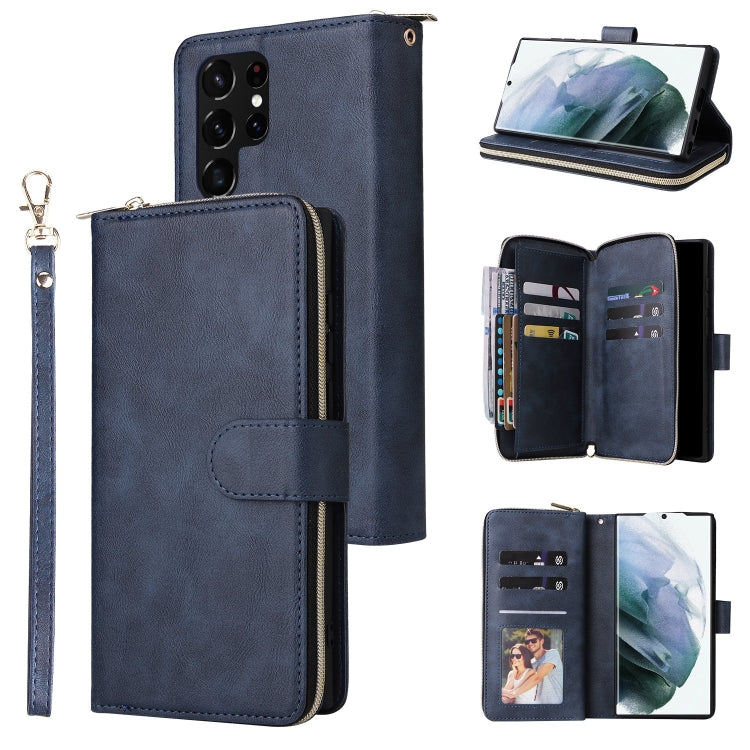 9 Card Slots Zipper Wallet Bag Leather Phone Case, For Samsung Galaxy A03s EU Version, For Samsung Galaxy A13 5G, For Samsung Galaxy A33 5G, For Samsung Galaxy A53 5G, For Samsung Galaxy S22+ 5G, For Samsung Galaxy S22 Ultra 5G, For Samsung Galaxy S22 5G