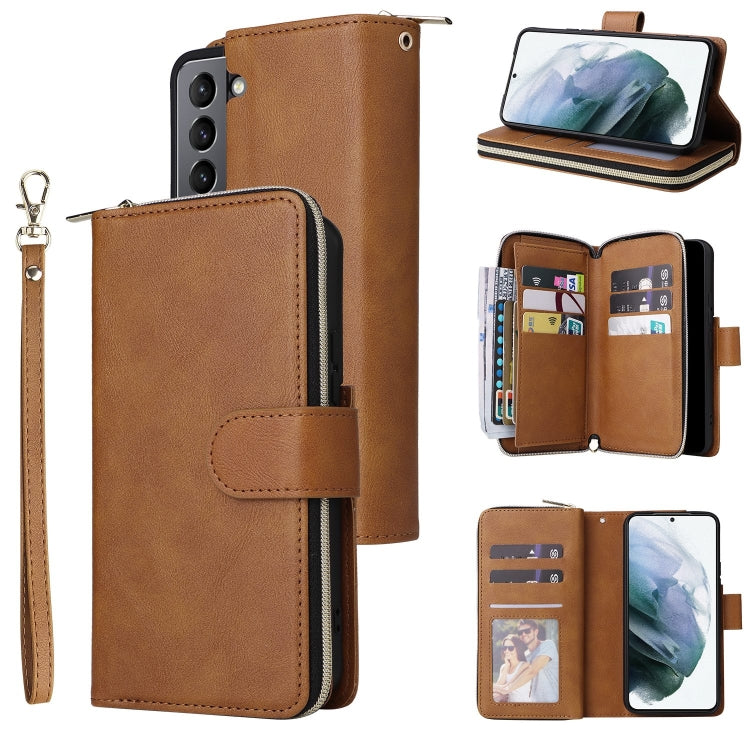 9 Card Slots Zipper Wallet Bag Leather Phone Case, For Samsung Galaxy A03s EU Version, For Samsung Galaxy A13 5G, For Samsung Galaxy A33 5G, For Samsung Galaxy A53 5G, For Samsung Galaxy S22+ 5G, For Samsung Galaxy S22 Ultra 5G, For Samsung Galaxy S22 5G