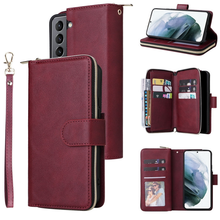 9 Card Slots Zipper Wallet Bag Leather Phone Case, For Samsung Galaxy A03s EU Version, For Samsung Galaxy A13 5G, For Samsung Galaxy A33 5G, For Samsung Galaxy A53 5G, For Samsung Galaxy S22+ 5G, For Samsung Galaxy S22 Ultra 5G, For Samsung Galaxy S22 5G