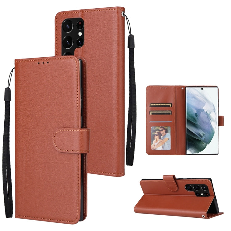 3 Card Slots Multifunctional Leather Phone Case, For OPPO A16, For Samsung Galaxy S22 5G, For Samsung Galaxy S22 Ultra 5G, For Samsung Galaxy S22+ 5G