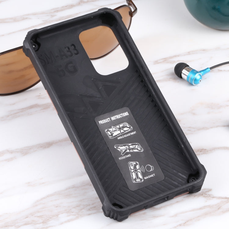 Shockproof TPU + PC Magnetic Protective Phone Case with Holder, For Samsung Galaxy A33 5G