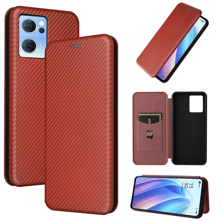 Carbon Fiber Texture Magnetic Leather Phone Case, For OPPO A57 5G, For OPPO Reno7 4G / F21 Pro 4G, For Samsung Galaxy M33 5G, For Sharp Simple Sumaho 6, For Sharp Aquos R7