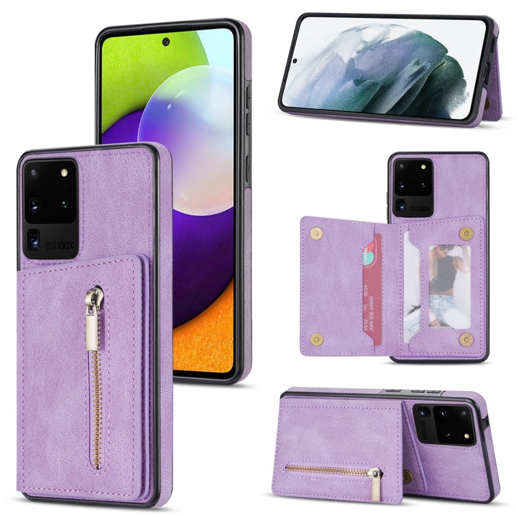Zipper Card Holder Phone Case, For Samsung Galaxy S20 FE, For Samsung Galaxy S20 Ultra, For Samsung Galaxy S21 Ultra 5G, For Samsung Galaxy S21+ 5G, For Samsung Galaxy S21 5G, For Samsung Galaxy S21 FE 5G, For Samsung Galaxy S22 5G���������������������...