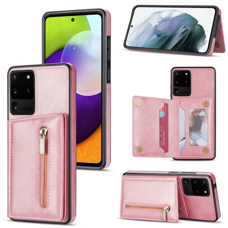 Zipper Card Holder Phone Case, For Samsung Galaxy S20 FE, For Samsung Galaxy S20 Ultra, For Samsung Galaxy S21 Ultra 5G, For Samsung Galaxy S21+ 5G, For Samsung Galaxy S21 5G, For Samsung Galaxy S21 FE 5G, For Samsung Galaxy S22 5G���������������������...
