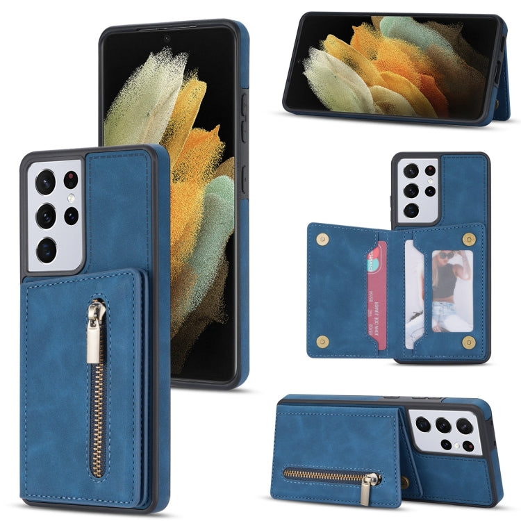 Zipper Card Holder Phone Case, For Samsung Galaxy S20 FE, For Samsung Galaxy S20 Ultra, For Samsung Galaxy S21 Ultra 5G, For Samsung Galaxy S21+ 5G, For Samsung Galaxy S21 5G, For Samsung Galaxy S21 FE 5G, For Samsung Galaxy S22 5G���������������������...