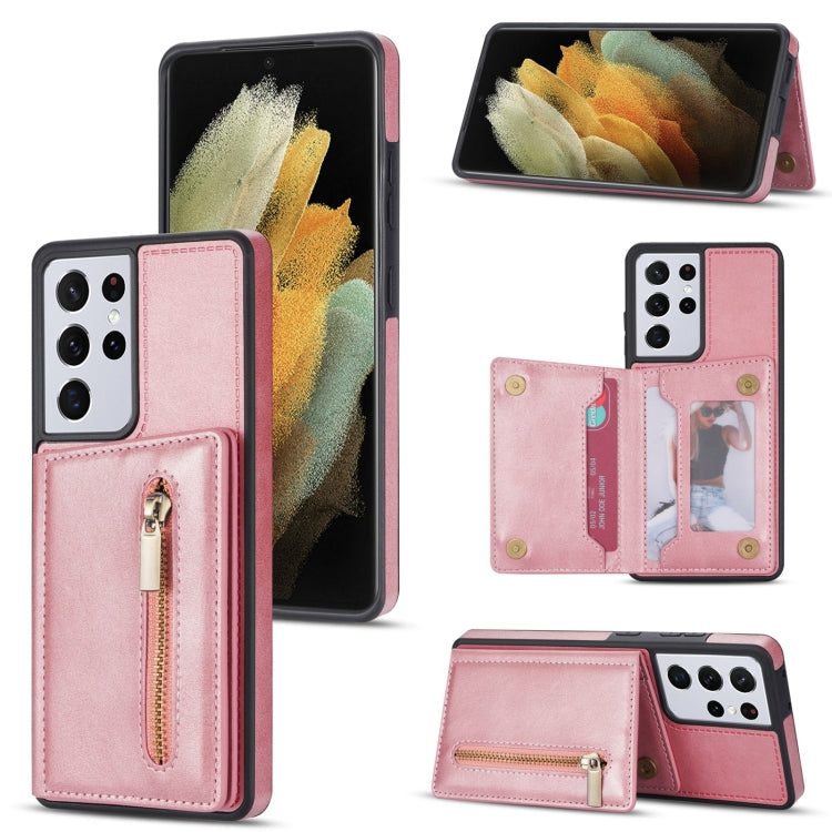 Zipper Card Holder Phone Case, For Samsung Galaxy S20 FE, For Samsung Galaxy S20 Ultra, For Samsung Galaxy S21 Ultra 5G, For Samsung Galaxy S21+ 5G, For Samsung Galaxy S21 5G, For Samsung Galaxy S21 FE 5G, For Samsung Galaxy S22 5G���������������������...