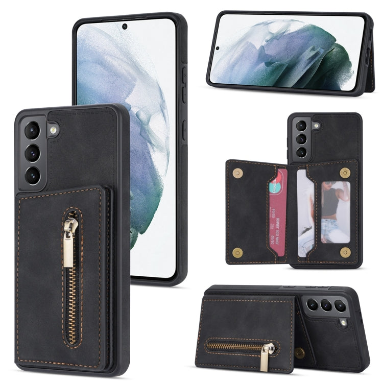 Zipper Card Holder Phone Case, For Samsung Galaxy S20 FE, For Samsung Galaxy S20 Ultra, For Samsung Galaxy S21 Ultra 5G, For Samsung Galaxy S21+ 5G, For Samsung Galaxy S21 5G, For Samsung Galaxy S21 FE 5G, For Samsung Galaxy S22 5G���������������������...