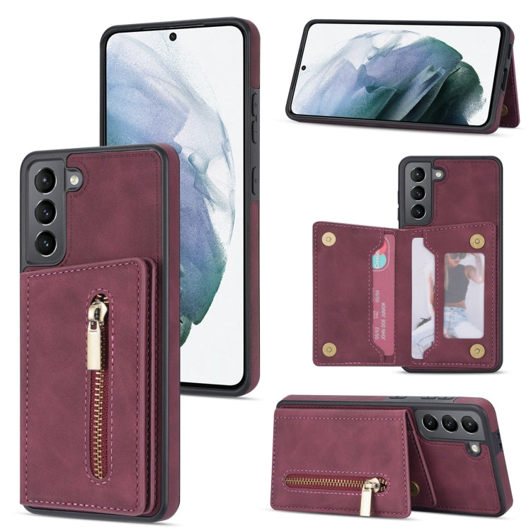 Zipper Card Holder Phone Case, For Samsung Galaxy S20 FE, For Samsung Galaxy S20 Ultra, For Samsung Galaxy S21 Ultra 5G, For Samsung Galaxy S21+ 5G, For Samsung Galaxy S21 5G, For Samsung Galaxy S21 FE 5G, For Samsung Galaxy S22 5G���������������������...