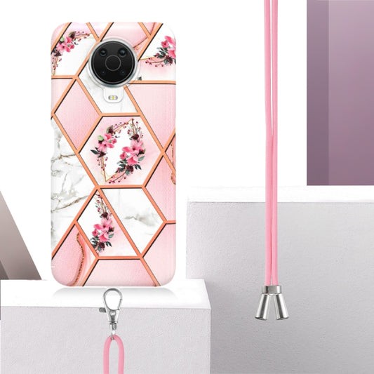 Splicing Marble Flower Pattern TPU Phone Case with Lanyard