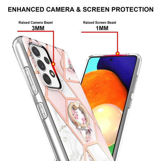 Splicing Marble Flower Pattern TPU Ring Holder Case