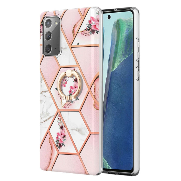 Splicing Marble Flower Pattern TPU Ring Holder Case