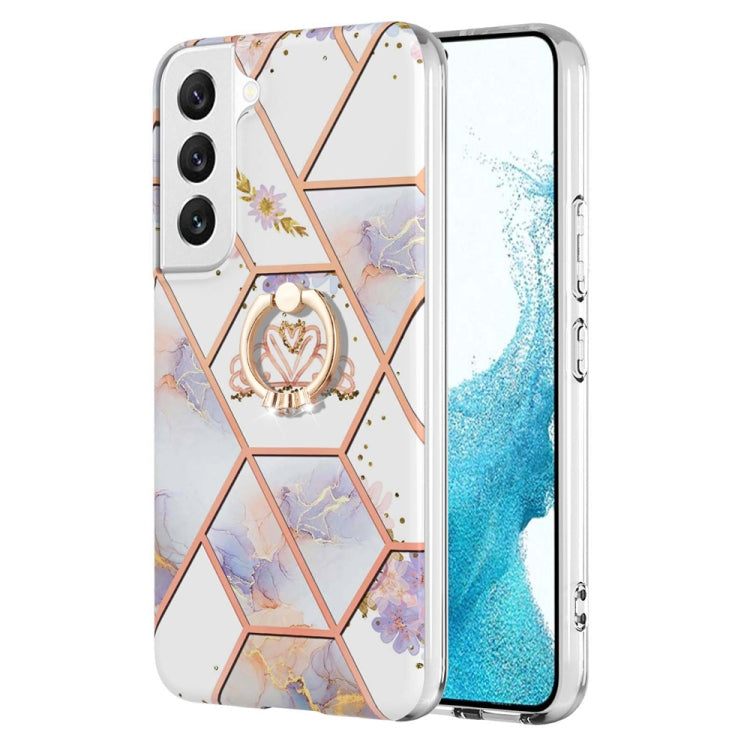 Splicing Marble Flower Pattern TPU Ring Holder Case