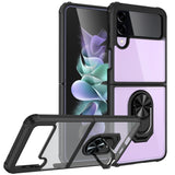 Transparent TPU + Acrylic Ring Holder Phone Case, For Samsung Galaxy Z Flip4 5G