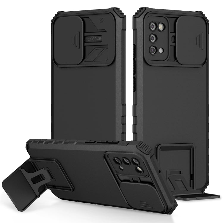 Stereoscopic Holder Sliding Camshield Phone Case, For Samsung Galaxy A02s US, For Samsung Galaxy A02s EU, For Samsung Galaxy A03 164mm, For Samsung Galaxy A03 166mm, For Samsung Galaxy A03s EU, For Samsung Galaxy A12 5G