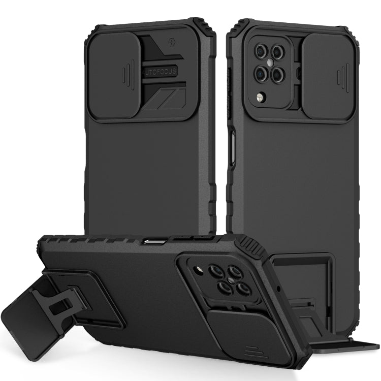 Stereoscopic Holder Sliding Camshield Phone Case, For Samsung Galaxy A02s US, For Samsung Galaxy A02s EU, For Samsung Galaxy A03 164mm, For Samsung Galaxy A03 166mm, For Samsung Galaxy A03s EU, For Samsung Galaxy A12 5G