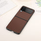 Sheep Texture Genuine Leather Phone Case, For Samsung Galaxy Z Flip4
