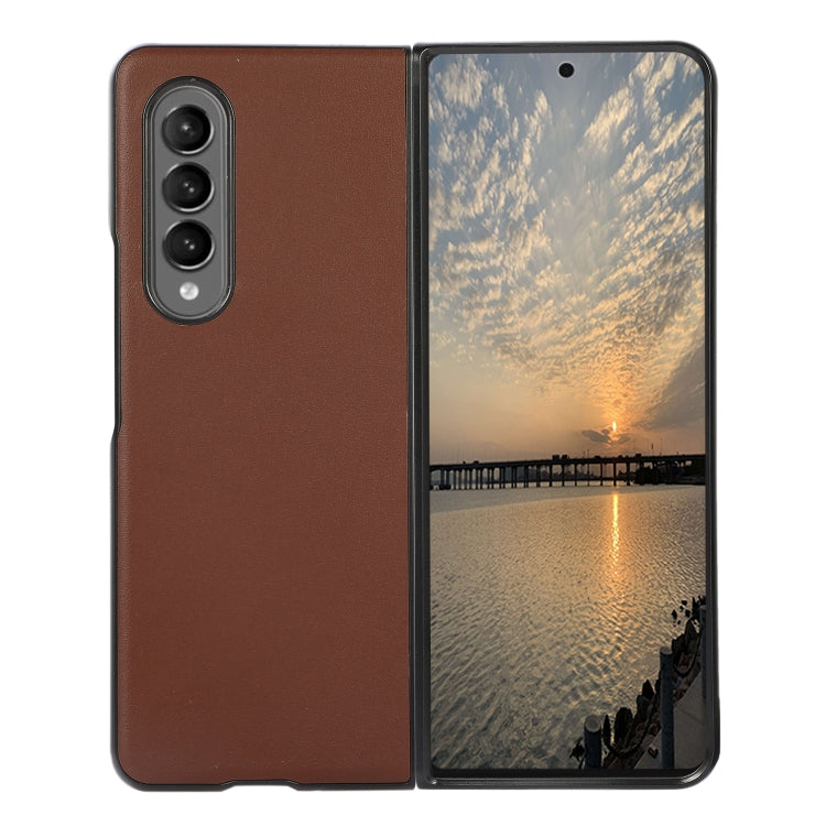 Sheep Texture Genuine Leather Phone Case, For Samsung Galaxy Z Fold4