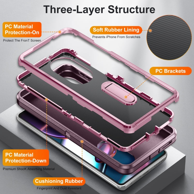 3 in 1 Rugged Holder Phone Case, For Motorola Edge 30 Pro, For Samsung Galaxy A53