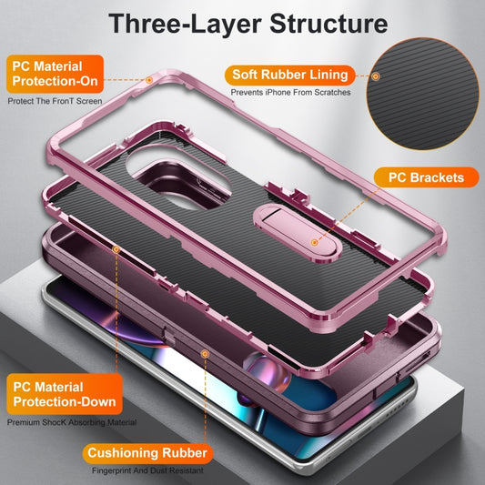 3 in 1 Rugged Holder Phone Case, For Motorola Edge 30 Pro, For Samsung Galaxy A53