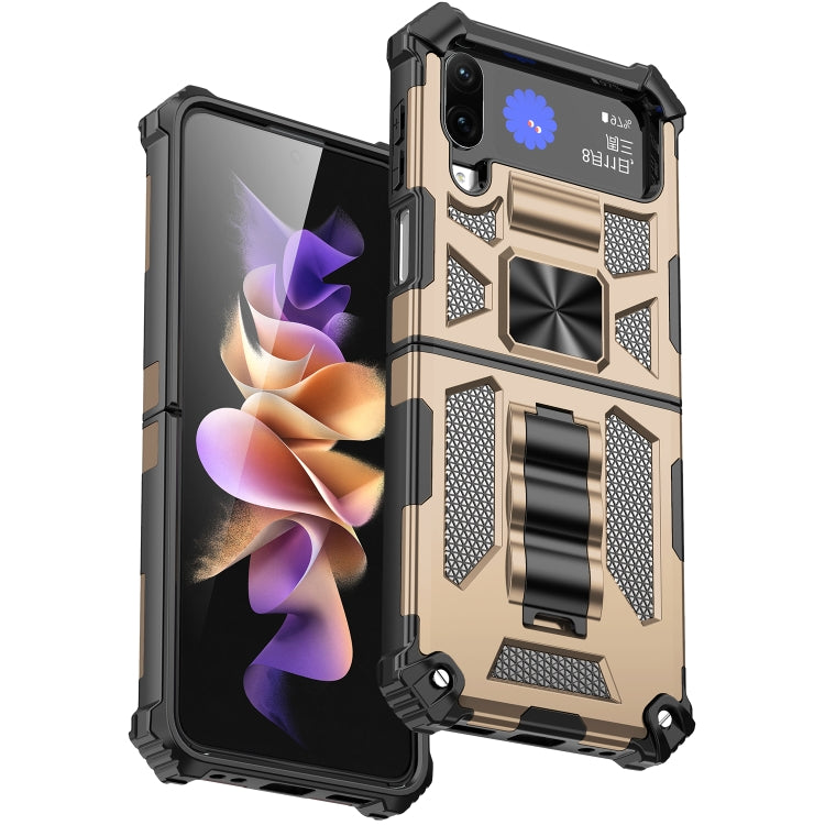 Armor Shockproof TPU + PC Magnetic Protective Phone Case with Holder, For Samsung Galaxy Z Flip4