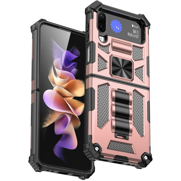 Armor Shockproof TPU + PC Magnetic Protective Phone Case with Holder, For Samsung Galaxy Z Flip4