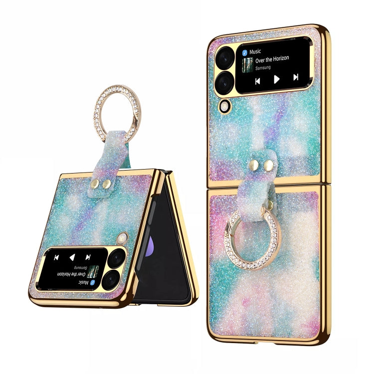 Ring Buckle Diamond Phone Case with Holder, For Samsung Galaxy Z Flip3 5G