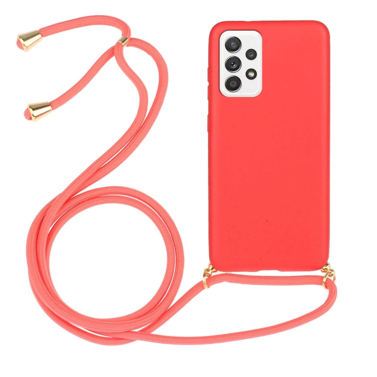 Wheat Straw Material + TPU Protective Case with Lanyard, For Samsung Galaxy A13, For Samsung Galaxy A33 5G, For Samsung Galaxy A53, For Samsung Galaxy A73