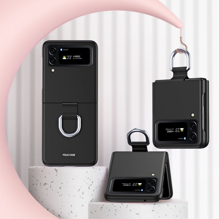 Skin Feel Folding Phone Case with Drawstring Key Chain, For Samsung Galaxy Z Flip4