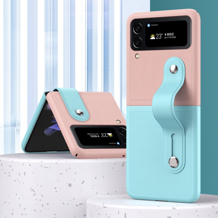 Skin Contrast Wristband Folding Phone Case, For Samsung Galaxy Z Flip4