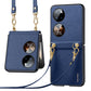 SULADA Litchi Texture Leather + TPU Phone Case with Strap, For Samsung Galaxy Z Flip3 5G, For Huawei P50 Pocket