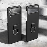 Skin Feeling PC + Flannel Protective Phone Case with Ring Hook, For Samsung Galaxy Z Flip4 5G