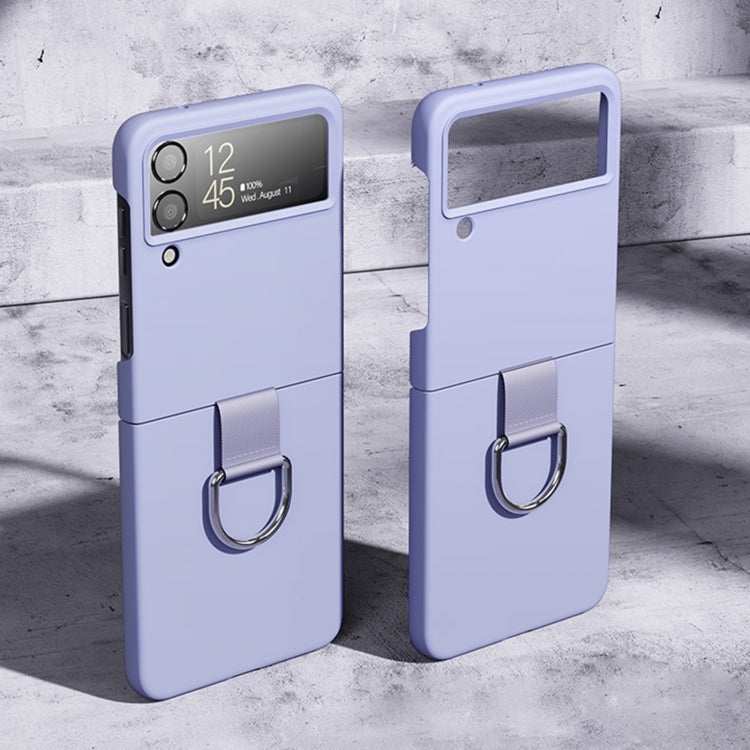 Skin Feeling PC + Flannel Protective Phone Case with Ring Hook, For Samsung Galaxy Z Flip4 5G