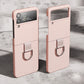 Skin Feeling PC + Flannel Protective Phone Case with Ring Hook, For Samsung Galaxy Z Flip4 5G