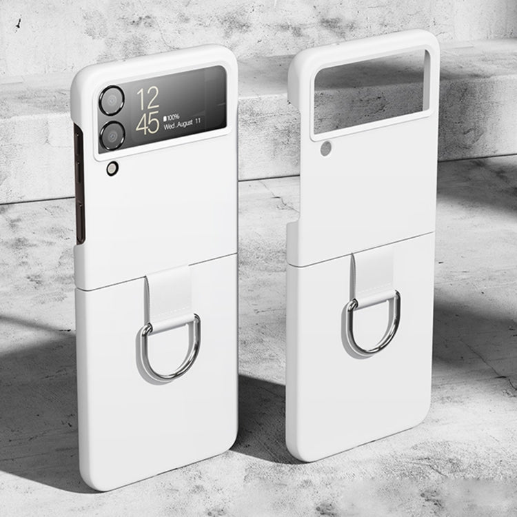 Skin Feeling PC + Flannel Protective Phone Case with Ring Hook, For Samsung Galaxy Z Flip4 5G