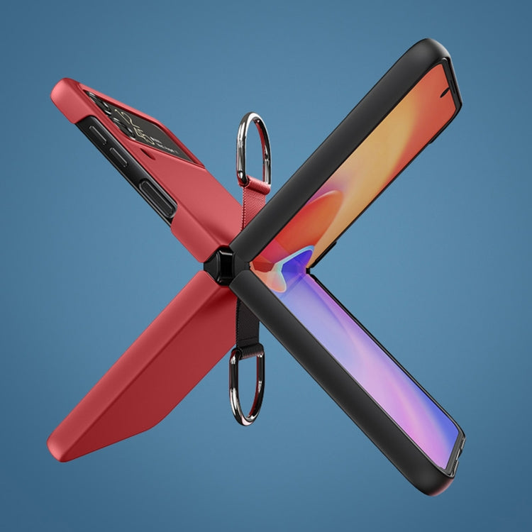 Skin Feeling PC + Flannel Protective Phone Case with Ring Hook, For Samsung Galaxy Z Flip4 5G