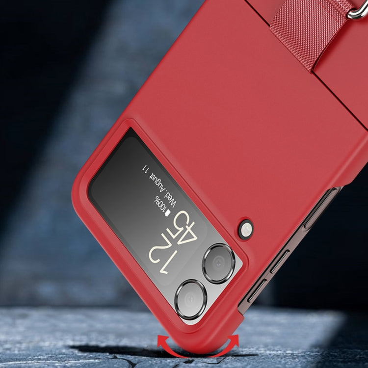 Skin Feeling PC + Flannel Protective Phone Case with Ring Hook, For Samsung Galaxy Z Flip4 5G