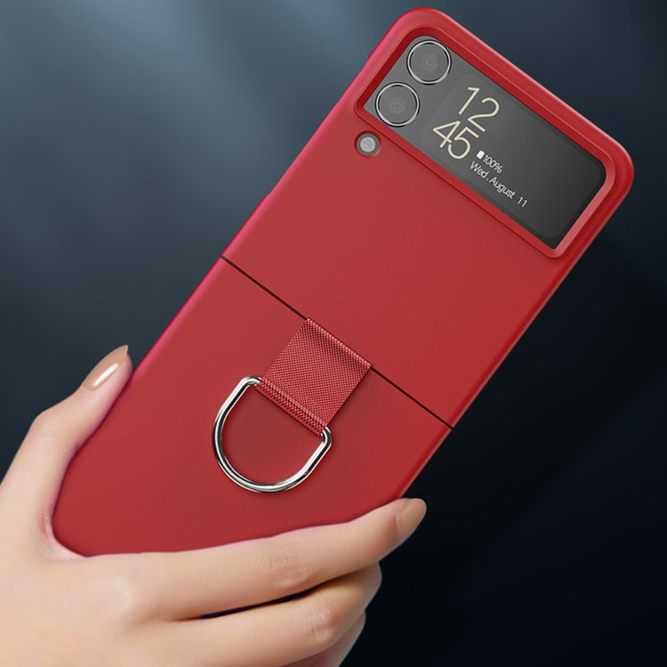 Skin Feeling PC + Flannel Protective Phone Case with Ring Hook, For Samsung Galaxy Z Flip4 5G