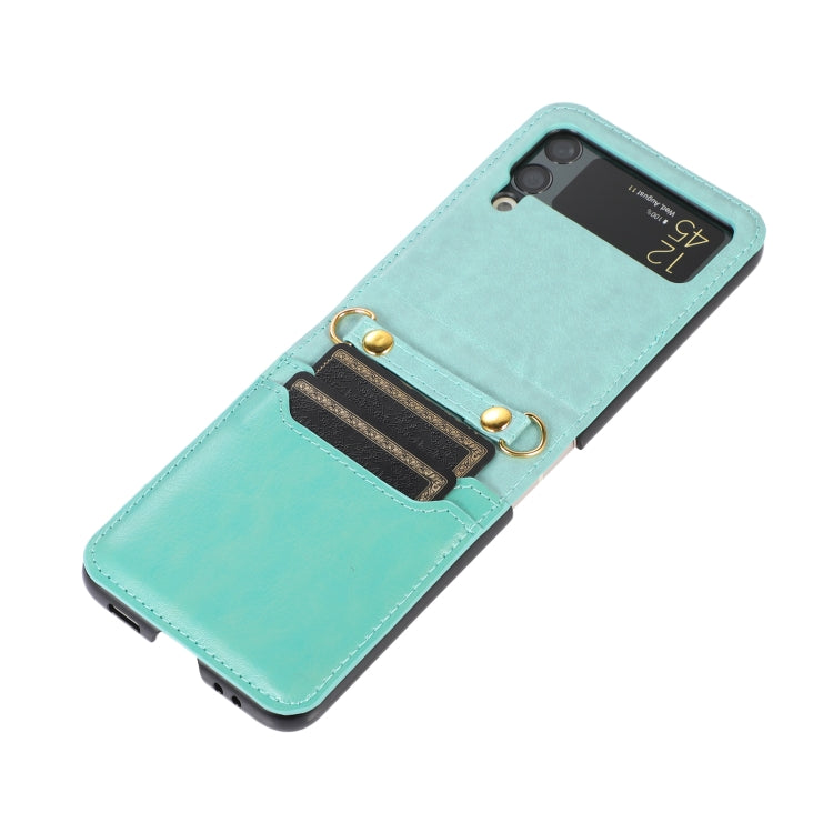Stitching Color Fold Leather Phone Case with Card Slot, For Samsung Galaxy Z Flip4, For Samsung Galaxy Z Flip3 5G