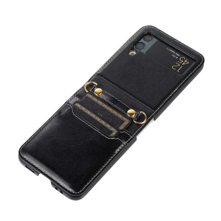 Stitching Color Fold Leather Phone Case with Card Slot, For Samsung Galaxy Z Flip4, For Samsung Galaxy Z Flip3 5G