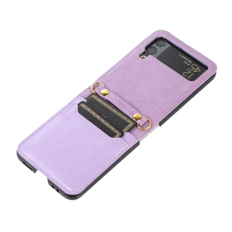 Stitching Color Fold Leather Phone Case with Card Slot, For Samsung Galaxy Z Flip4, For Samsung Galaxy Z Flip3 5G