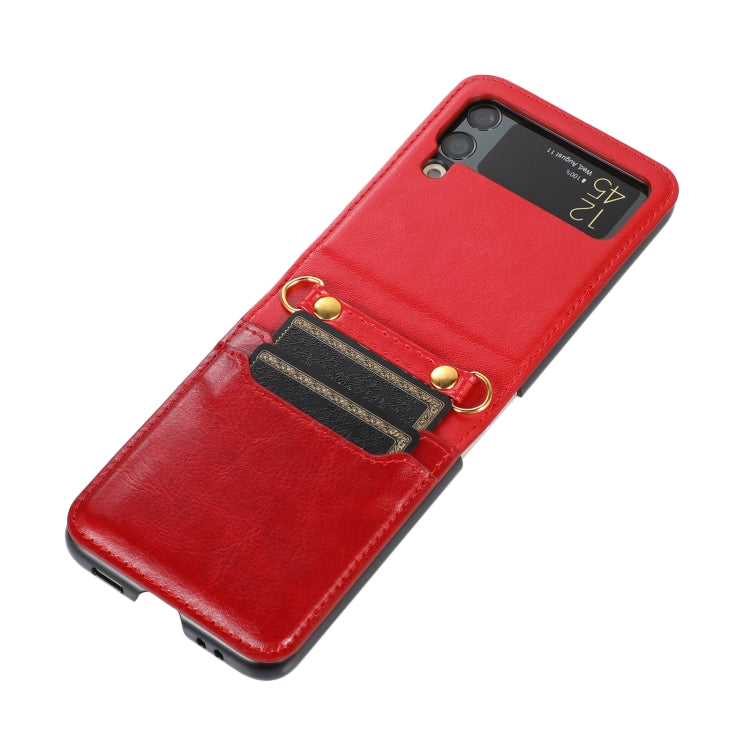 Stitching Color Fold Leather Phone Case with Card Slot, For Samsung Galaxy Z Flip4, For Samsung Galaxy Z Flip3 5G