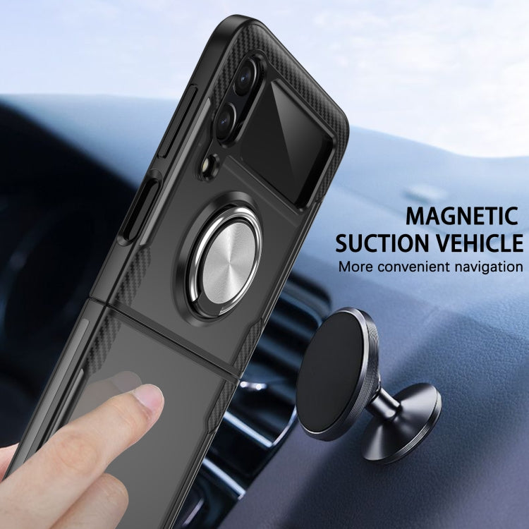 Shockproof Transparent TPU + Acrylic Protective Phone Case with Ring Holder, For Samsung Galaxy Z Flip4, For Samsung Galaxy Z Flip3 5G