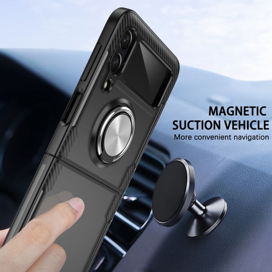 Shockproof Transparent TPU + Acrylic Protective Phone Case with Ring Holder, For Samsung Galaxy Z Flip4, For Samsung Galaxy Z Flip3 5G