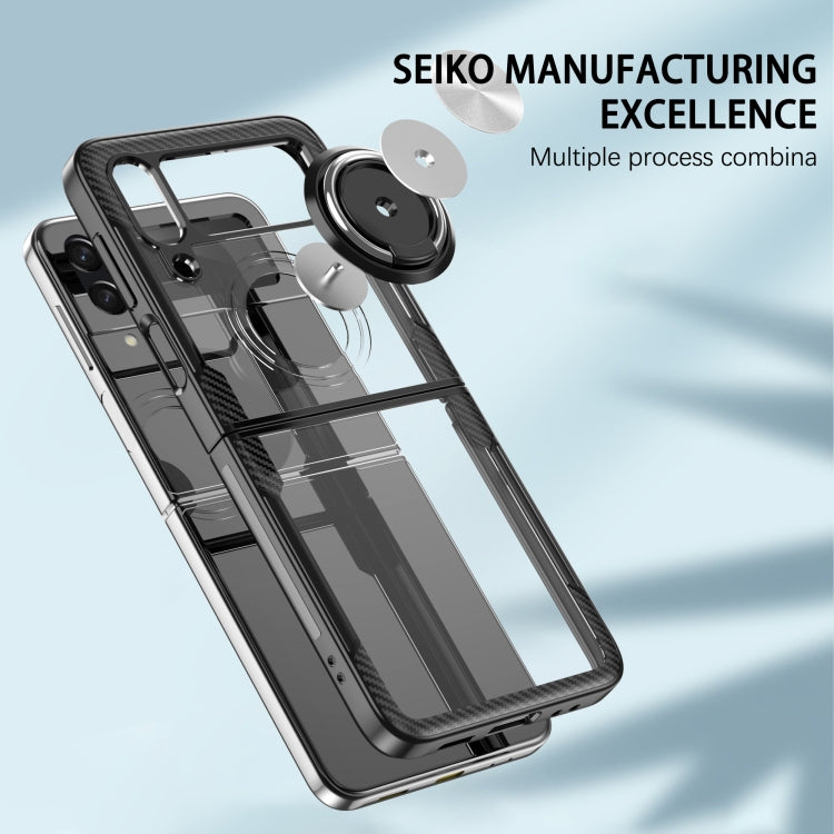 Shockproof Transparent TPU + Acrylic Protective Phone Case with Ring Holder, For Samsung Galaxy Z Flip4, For Samsung Galaxy Z Flip3 5G