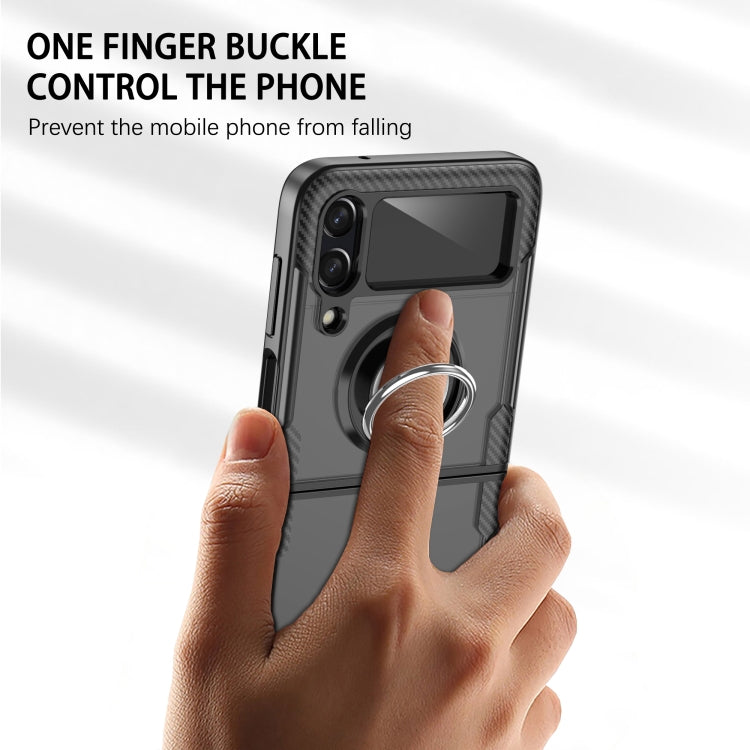 Shockproof Transparent TPU + Acrylic Protective Phone Case with Ring Holder, For Samsung Galaxy Z Flip4, For Samsung Galaxy Z Flip3 5G