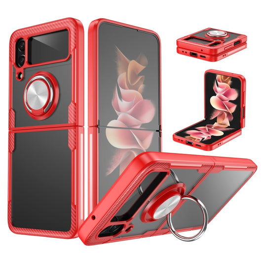 Shockproof Transparent TPU + Acrylic Protective Phone Case with Ring Holder, For Samsung Galaxy Z Flip4, For Samsung Galaxy Z Flip3 5G