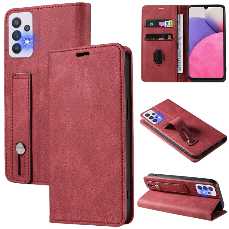Wristband Magnetic Leather Phone Case, For OPPO Reno7 A, For Samsung Galaxy A33, For Samsung Galaxy S21 5G, For Samsung Galaxy S21 FE 5G, For Samsung Galaxy S21+ 5G, For Samsung Galaxy S21 Ultra 5G, For Samsung Galaxy S22 5G, For Samsung Galaxy S22+ 5G