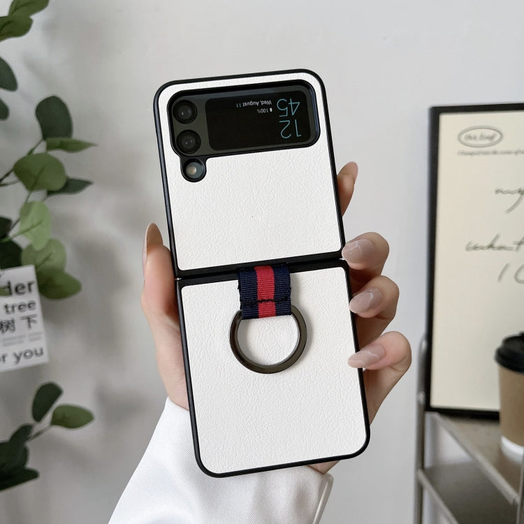 Two-color Litchi Texture Phone Case With Ring, For Samsung Galaxy Z Flip4